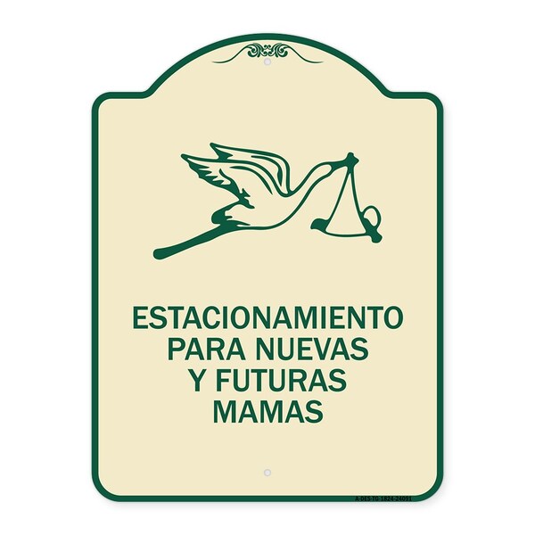 Estacionamento Para Nuevas Y Futuras Mamas Heavy-Gauge Aluminum Sign, 24" x 18", TG-1824-24091